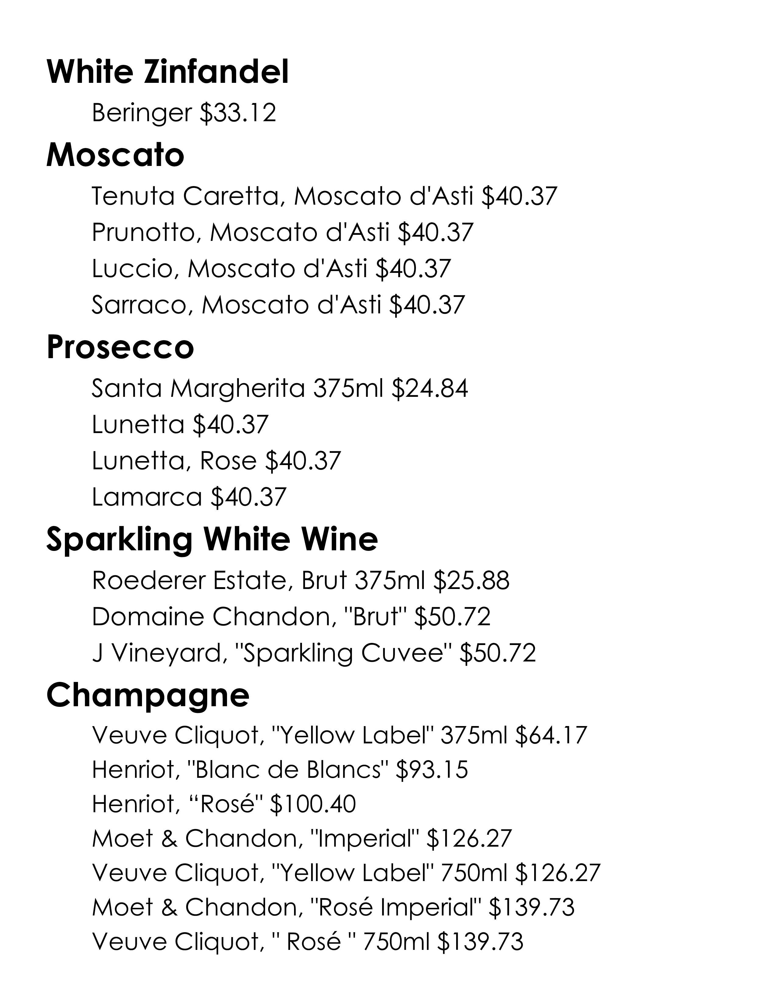 Wine Menu