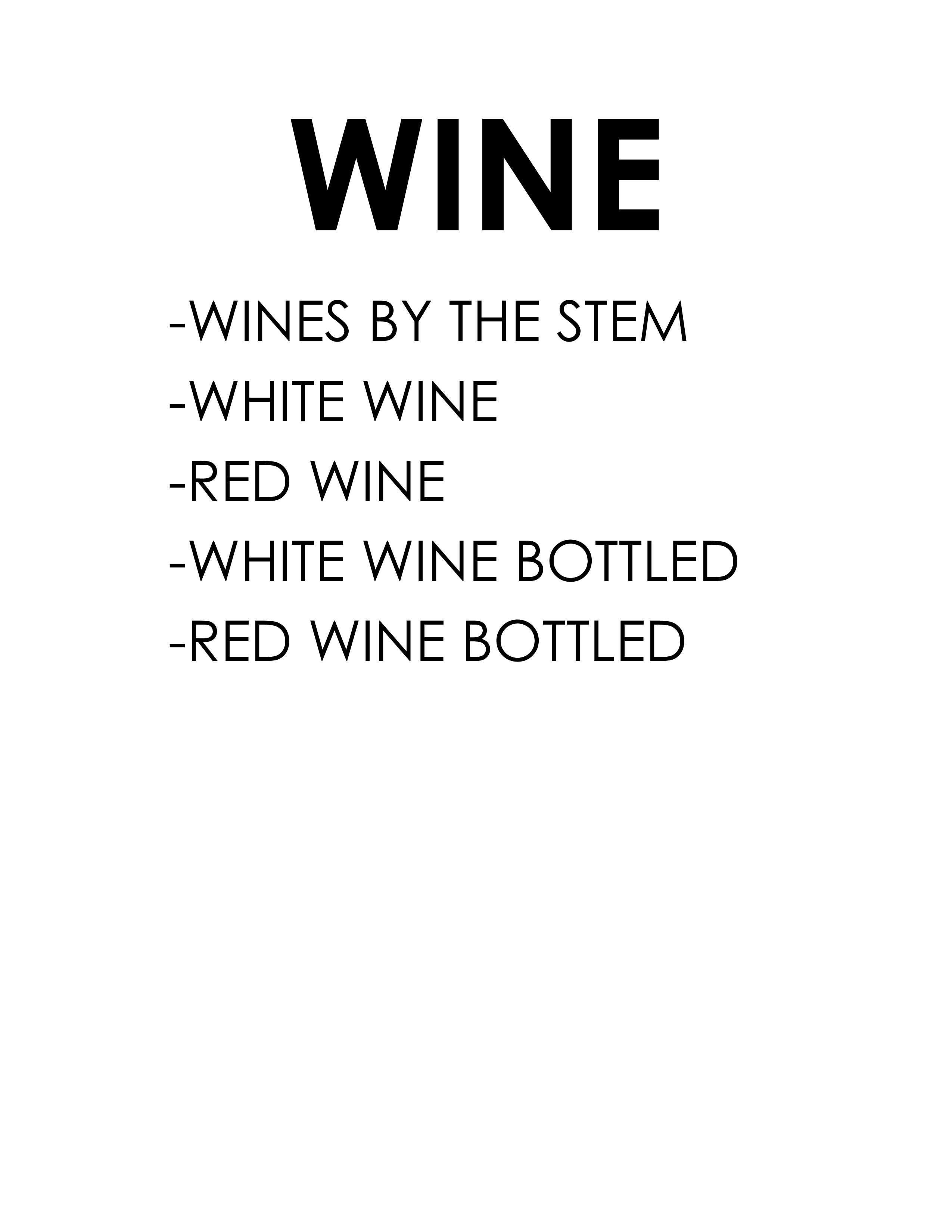 Wine Menu