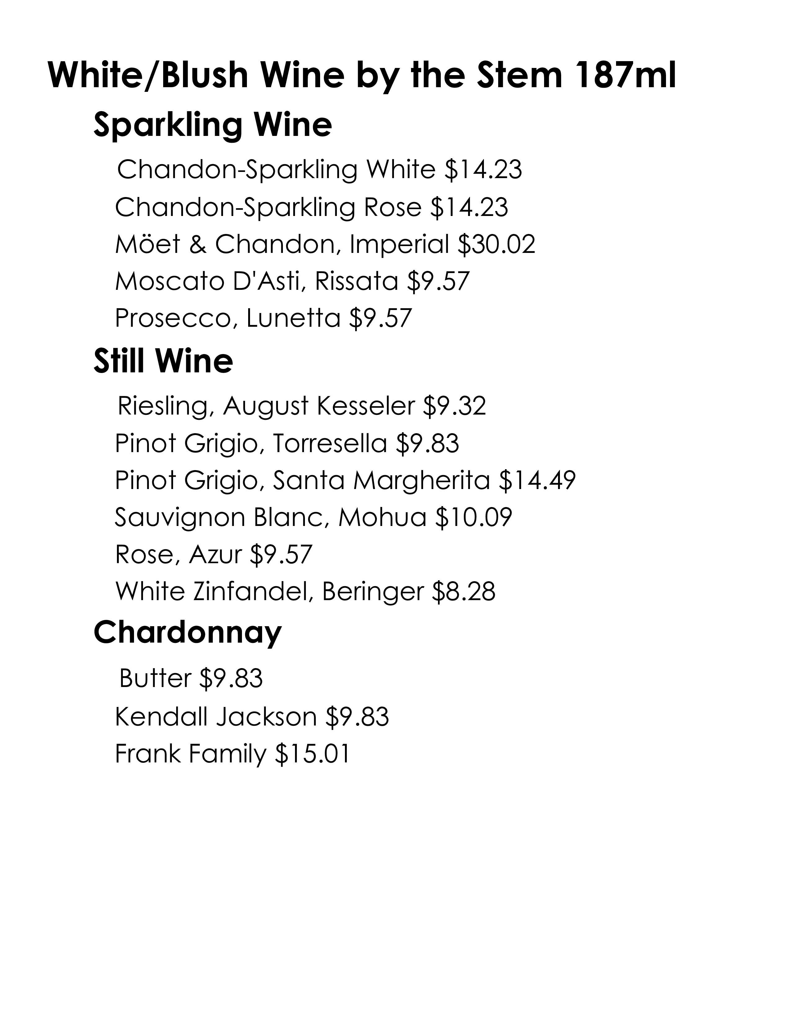 Wine Menu